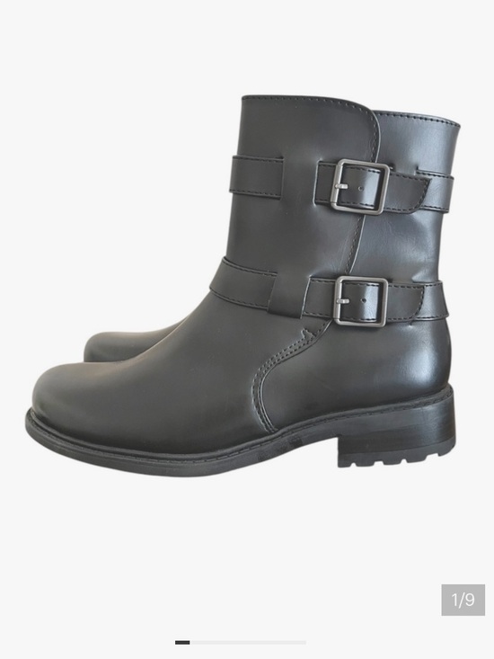 boc Shoes - NEW BØC Black faux leather Combat & Moto Boots 9.5M